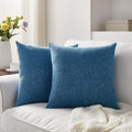Meekio Set Of 2 Blue Pillow Covers 22 X 22 Inch Farmhouse Boho Decorative Throw Pillow Covers Linen Cushion Covers For Sofa Couc