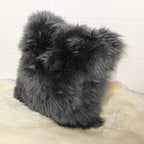 HomeRoots Kitchen 18' x 18' x 5' Gray Sheepskin Pillow with Hidden Zipper Closure - 2 Pack