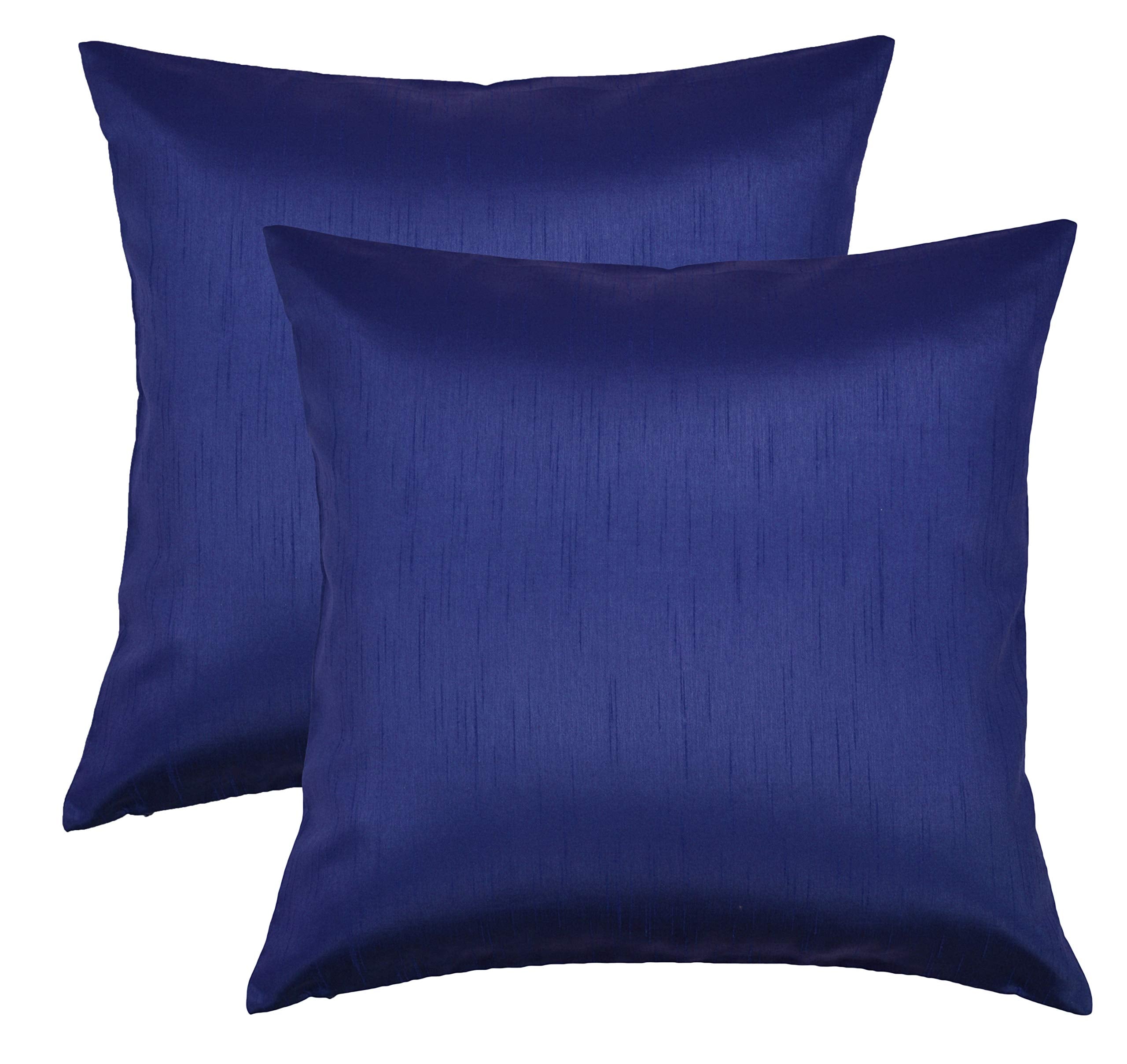 Aiking Home 24X24 Inches Faux Silk Square European Shams, Zipper Closure, Royal (Set Of 2)