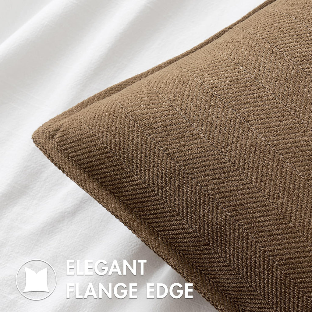 Miulee Pack Of 2 Dark Brwon Decorative Pillow Covers 26X26 Inch Soft Chenille Luxurious Couch Throw Pillows Farmhouse Cushion Covers Euro Shams With Elegant Design For Sofa Bed Living Room Home Decor