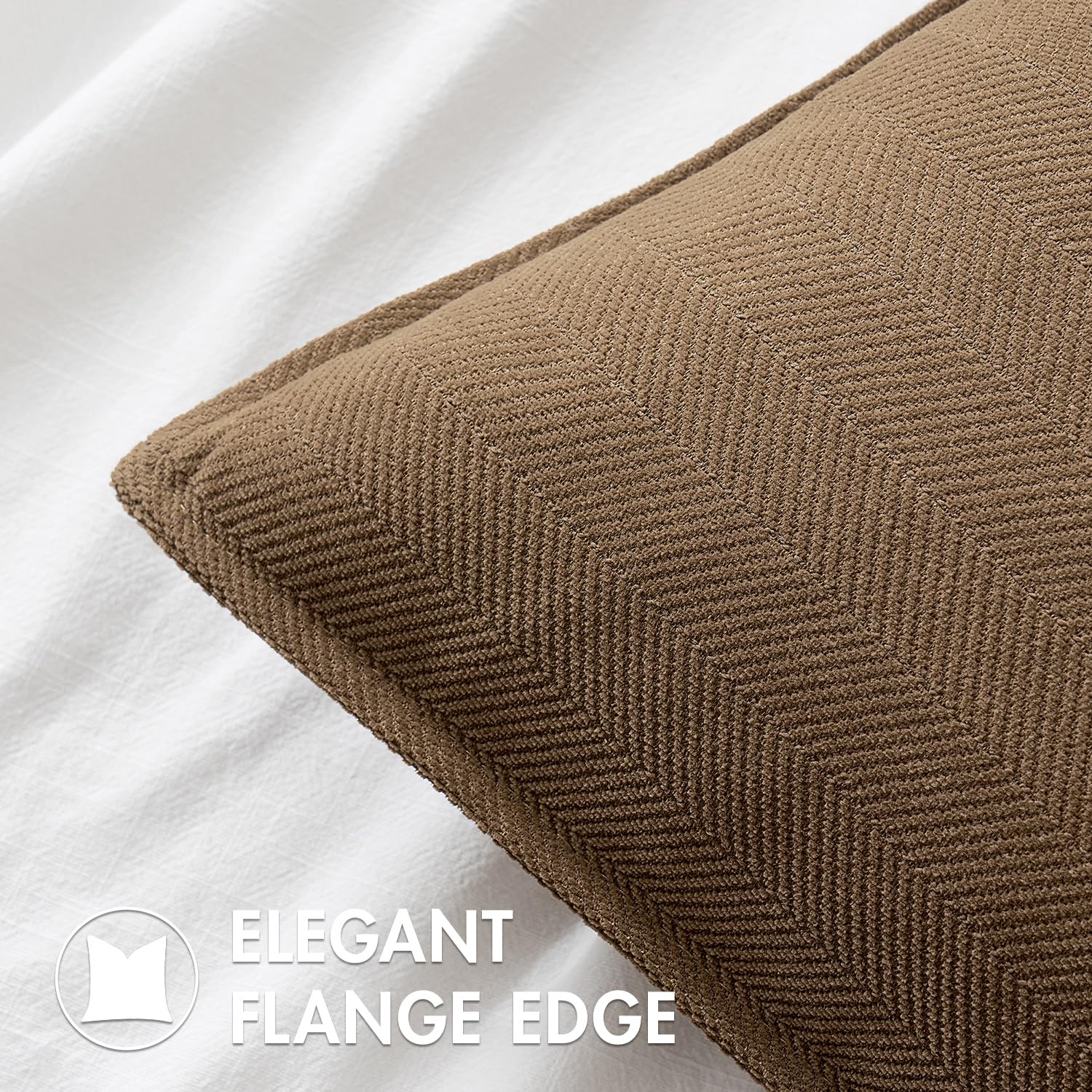 Miulee Pack Of 2 Dark Brwon Decorative Pillow Covers 26X26 Inch Soft Chenille Luxurious Couch Throw Pillows Farmhouse Cushion Covers Euro Shams With Elegant Design For Sofa Bed Living Room Home Decor