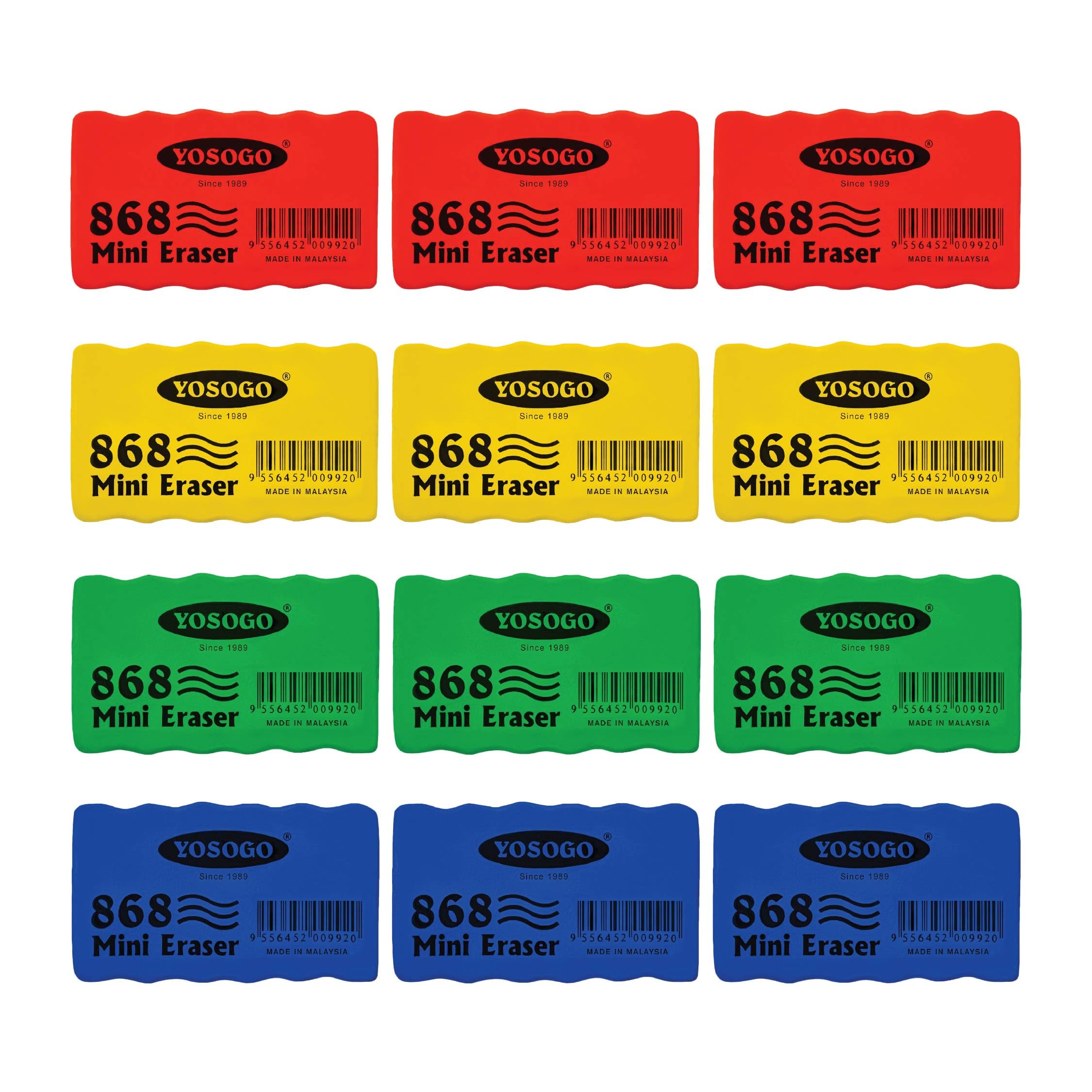 Mini Sized Dry-Erase Whiteboard Eraser - Perfect Small Whiteboard Erasers For Classroom, Home And Office - Pack Of 12