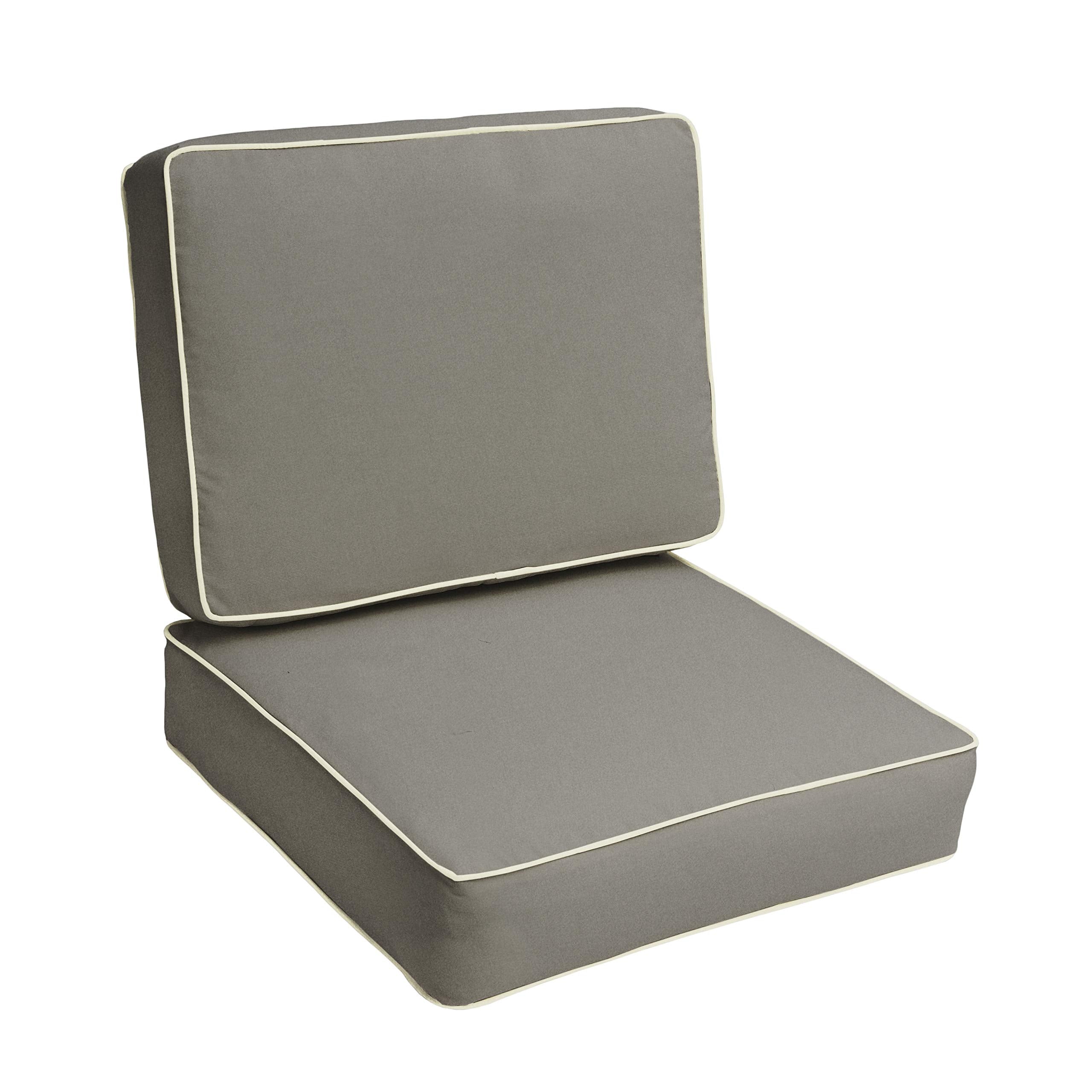 Sorra Home Sunbrella Canvas Charcoal Outdoor Seat And Back Cushion Set, 23.5 In X 23 In X 5