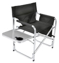 Faulkner Aluminum Director Chair With Folding Tray And Cup Holder, Black