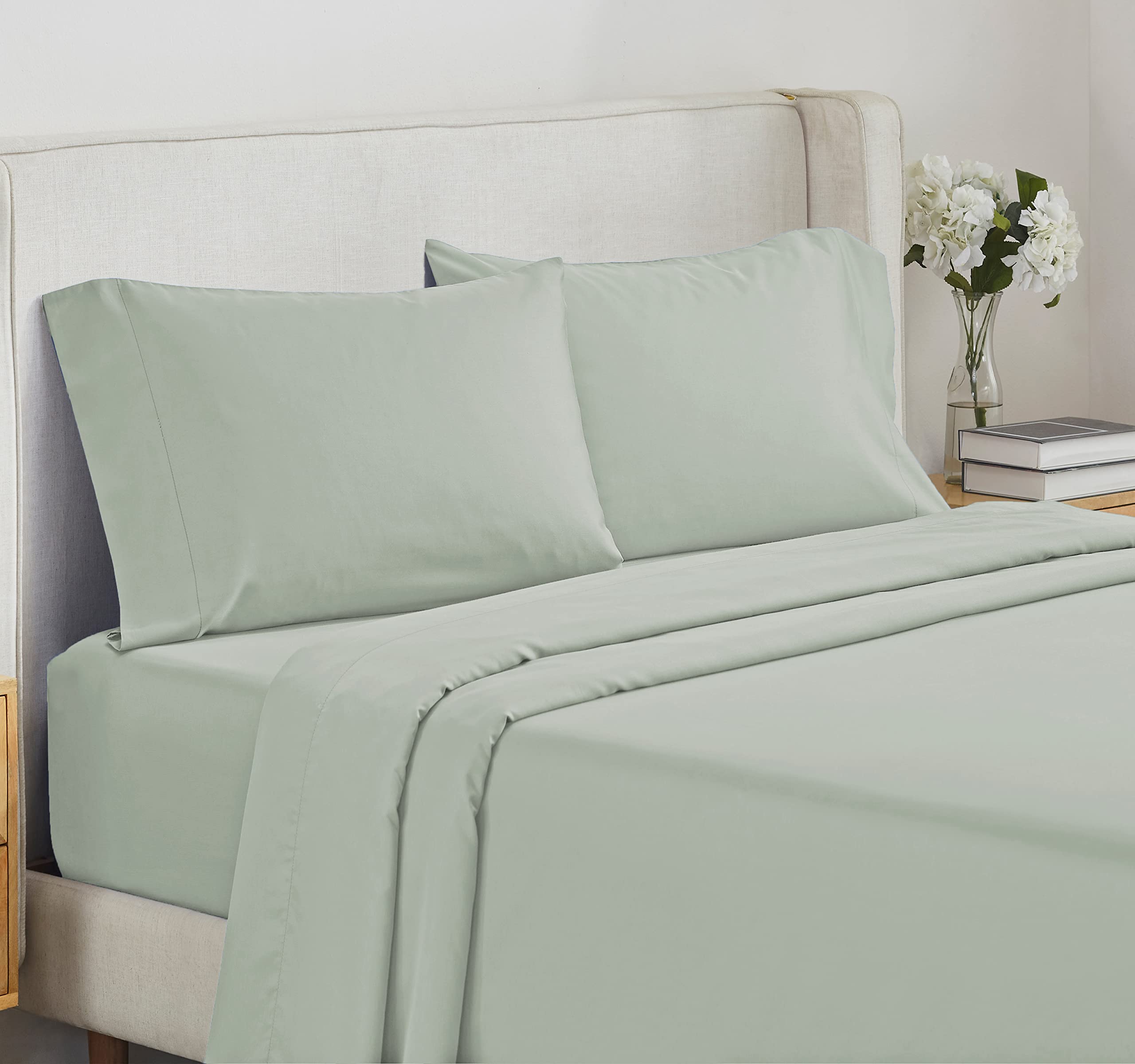 California Design Den - Finest Luxury Queen Bed Sheets Set, Soft 100% Cotton Cooling Sheets Deep Pockets Snug Fit Elastic, 500 T