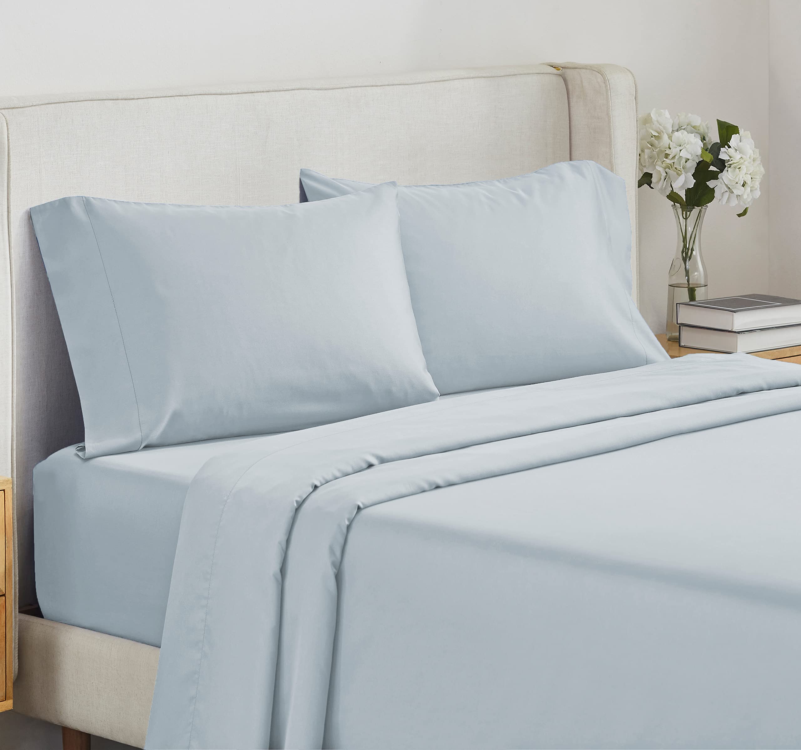 California Design Den - Finest Queen Cotton Sheet Set, Soft 100% Cotton Cooling Sheets Deep Pockets Set, Snug Fit Elastic, 500 T