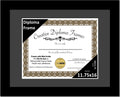 Creative Picture Frames 11.75x16 Classic Black Diploma Frame with Black Mat Glass Easel and Installed Wall Hangers | Frame Holds