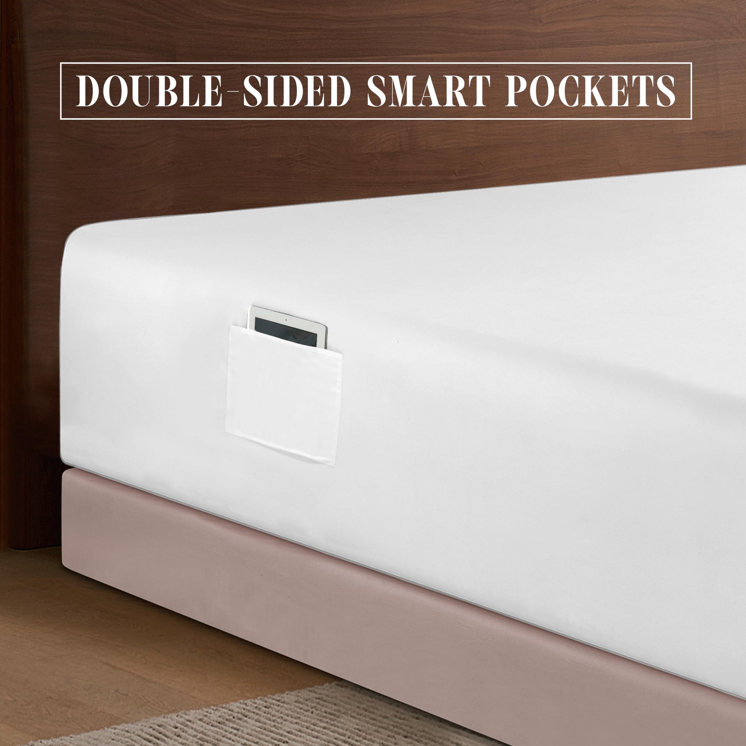 Elegant Comfort 1500 Premium Hotel Quality 18-24 Inches Deep - Extra Deep Pocket Single Fitted Sheet For High Mattress, Luxury And Softest, Smart Pocket - Wrinkle Free, King, White