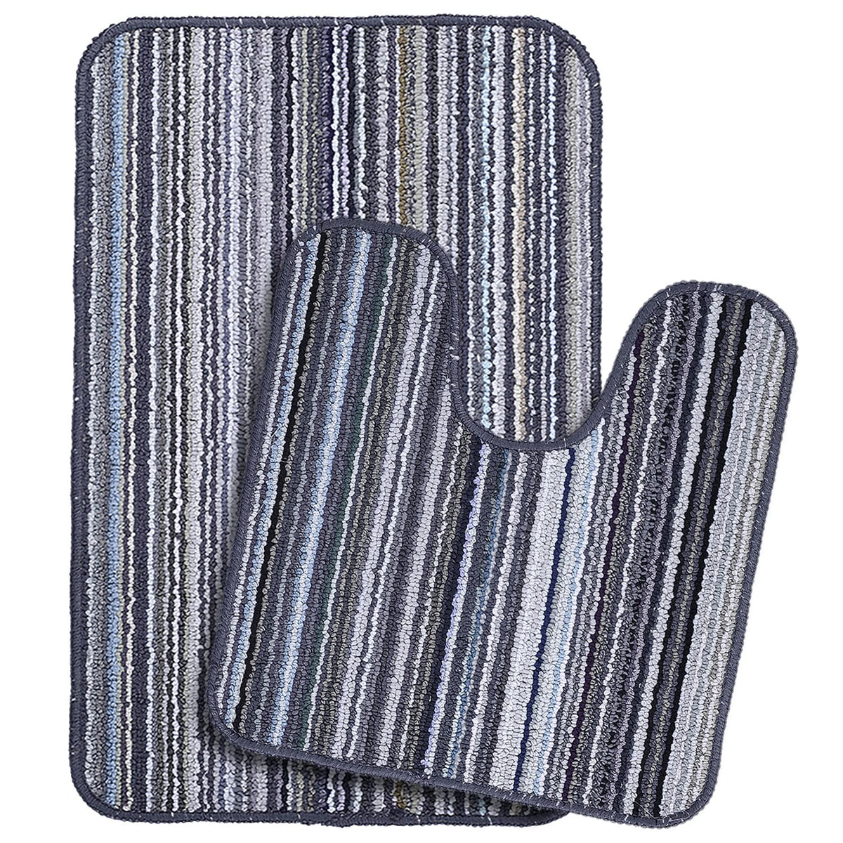 Saral Home Microfiber Bathmat with Contour Set (Black, 40X60 CM)