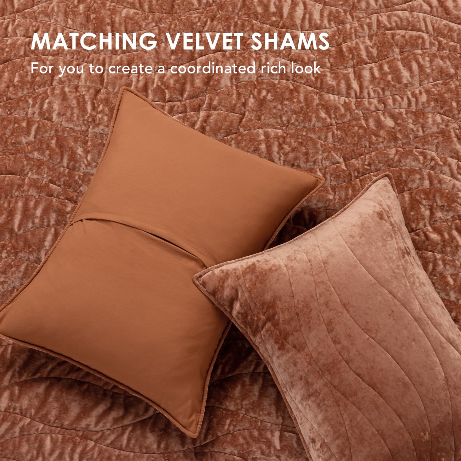 Evergrace Luxury Velvet Quilt Queen Size, Ultra Soft Velvet Bedding Set, Lightweight Velvet Comforter For All Season, Wave Crush