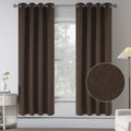 Coffee Brown Linen 100% Blackout Curtains For Bedroom - 63 Inches Long Energy Saving Thermal Insulated Window Treatment Burlap T