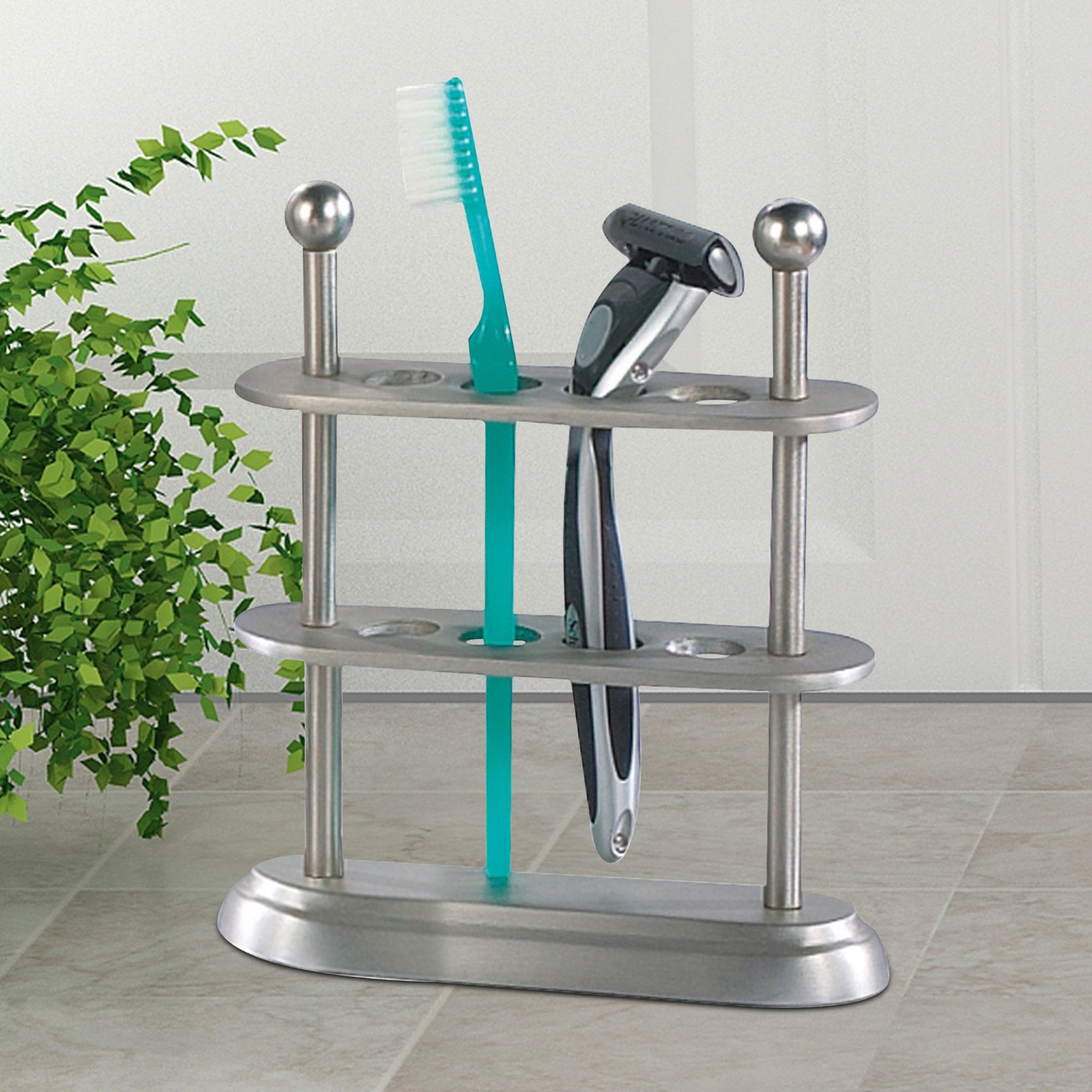 Nu Steel Rosemont Toothbrush Holder, Brushed Stainless