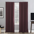 Sun Zero Greyson Faux Dupioni Silk Thermal Extreme Total Blackout Back Tab Curtain Panel, 50 x 84, Bordeaux Red