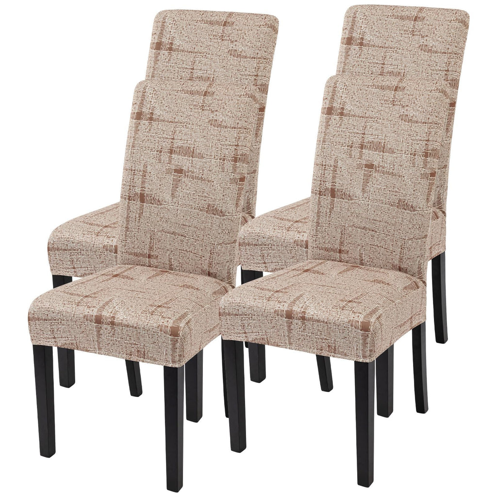 Searchi Printed Dining Room Chair Covers Set Of 4, Stretch Kitchen Chair Covers Washable Parsons Chair Slipcover Removable Dining Chair Protectors For Hotel,Ceremony (Brown Wireframe Texture)