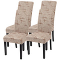 Searchi Printed Dining Room Chair Covers Set Of 4, Stretch Kitchen Chair Covers Washable Parsons Chair Slipcover Removable Dining Chair Protectors For Hotel,Ceremony (Brown Wireframe Texture)