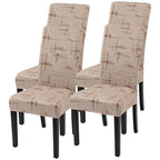 Searchi Printed Dining Room Chair Covers Set Of 4, Stretch Kitchen Chair Covers Washable Parsons Chair Slipcover Removable Dining Chair Protectors For Hotel,Ceremony (Brown Wireframe Texture)