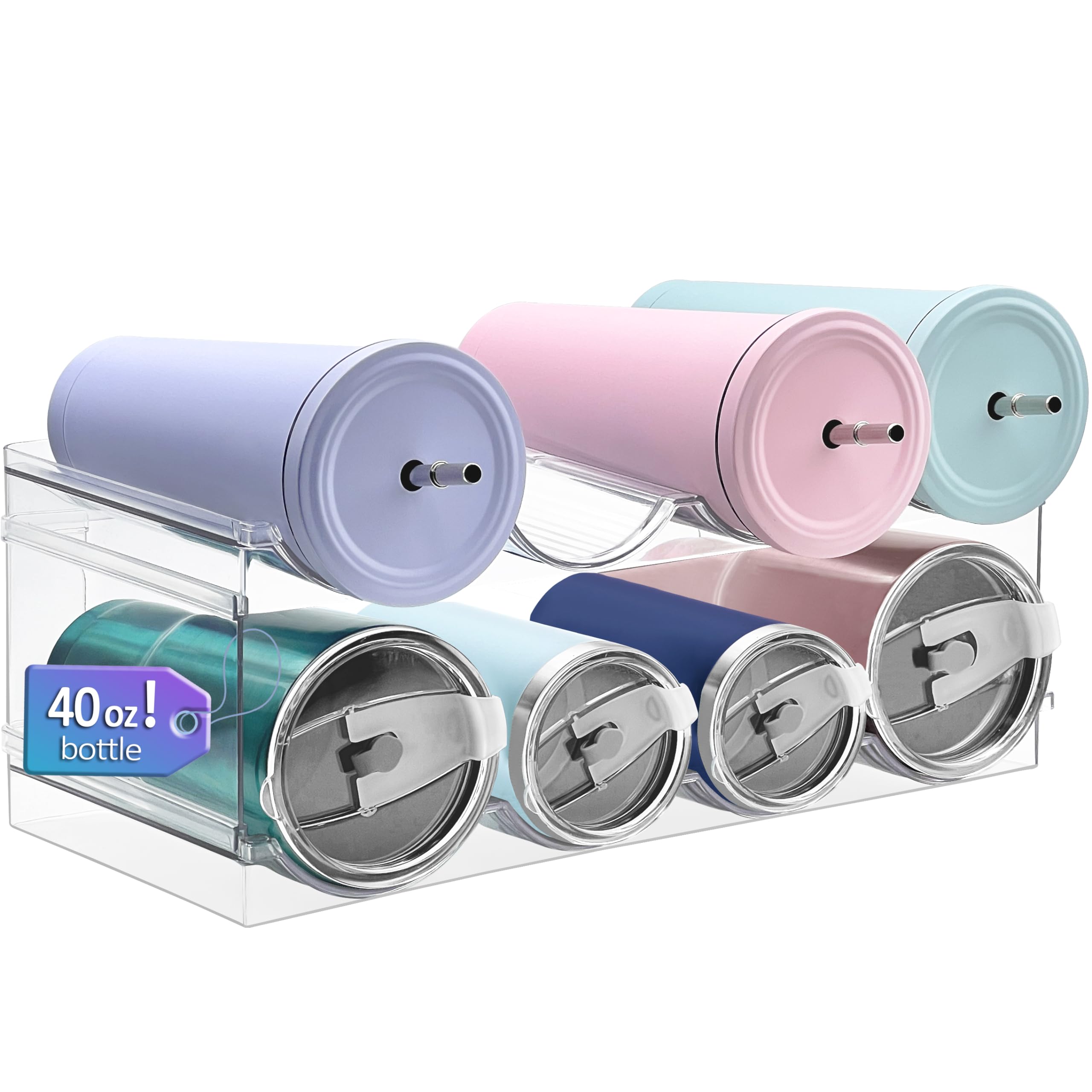 Homecor 2 Pack Water Bottle Organizer, Upgrade Stackable Kitchen Pantry Organization And Storage Rack, Water Bottle Holder For F