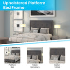 Flash Furniture Roxbury Full Size Tufted Upholstered Platform Bed In Dark Gray Fabric With 10 Inch Certipur-Us Certified Pocket Spring Mattress