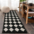 Lahome Moroccan Trellis Runner Rug - 2x6 Washable Black Bathroom Runner Rug Laundry Room Carpet Runner, Modern Soft Non Slip Ind