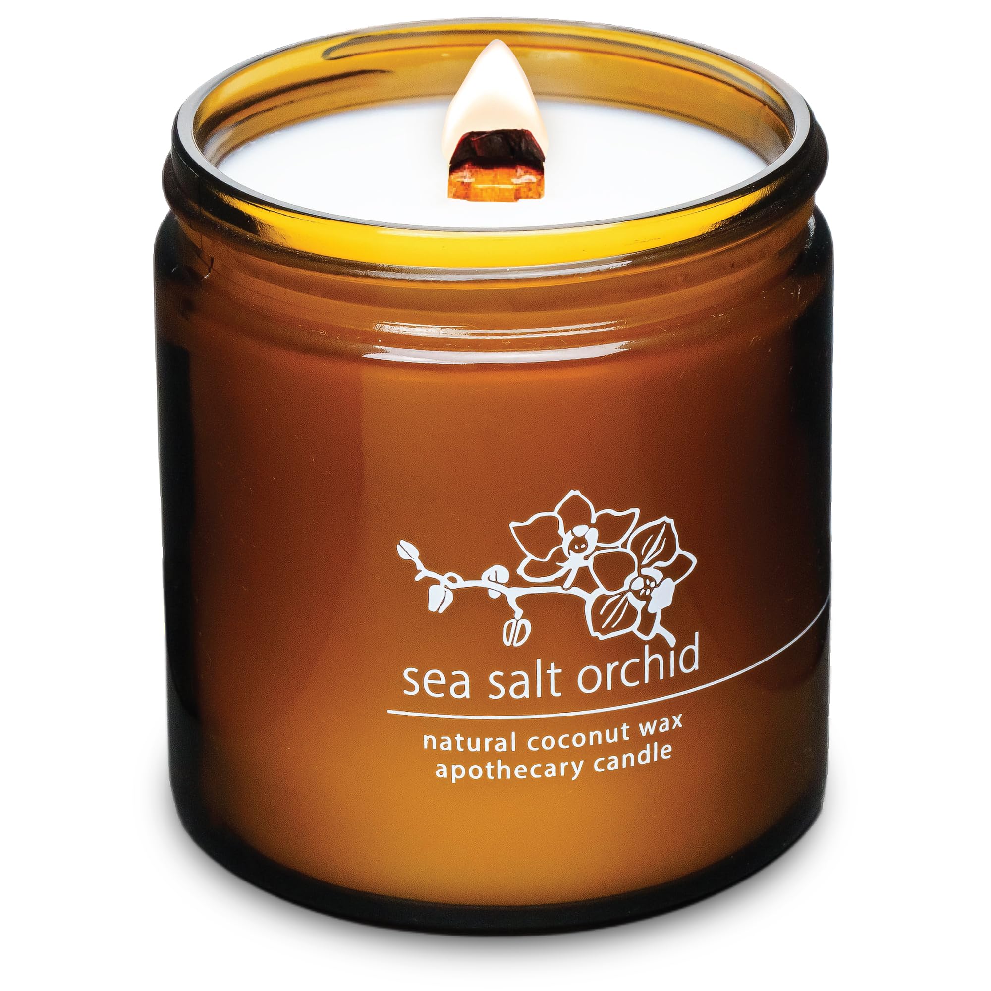 Hemlock Park Crackling Wood Wick Candle Handcrafted with Natural Coconut Wax (Large 16 oz, Sea Salt Orchid)