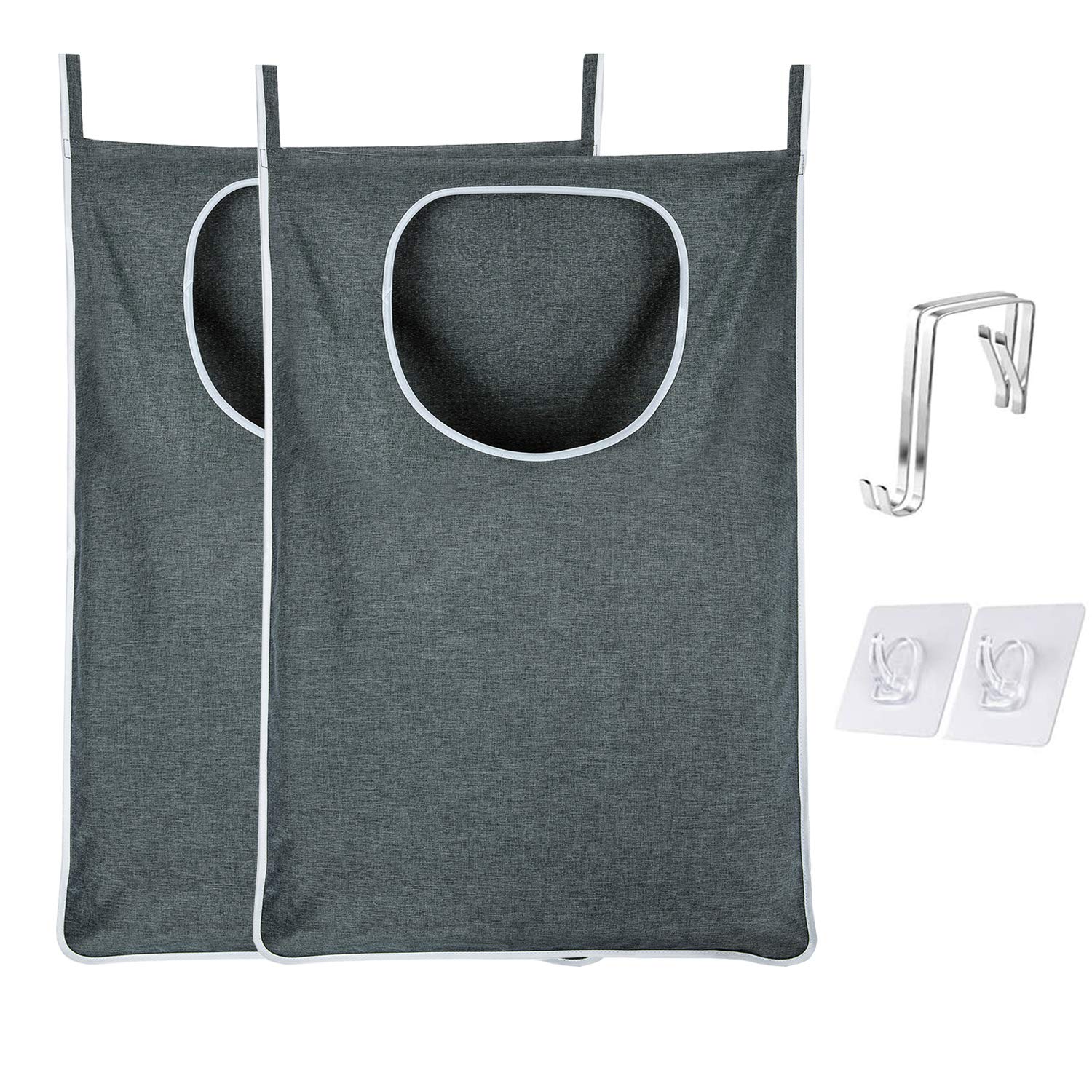 KINGSUSLAY Hanging Laundry Bag with Over Door Hooks, Over Door Laundry Bag and Space Saving Laundry Bag with Zipper, Hanging Ham