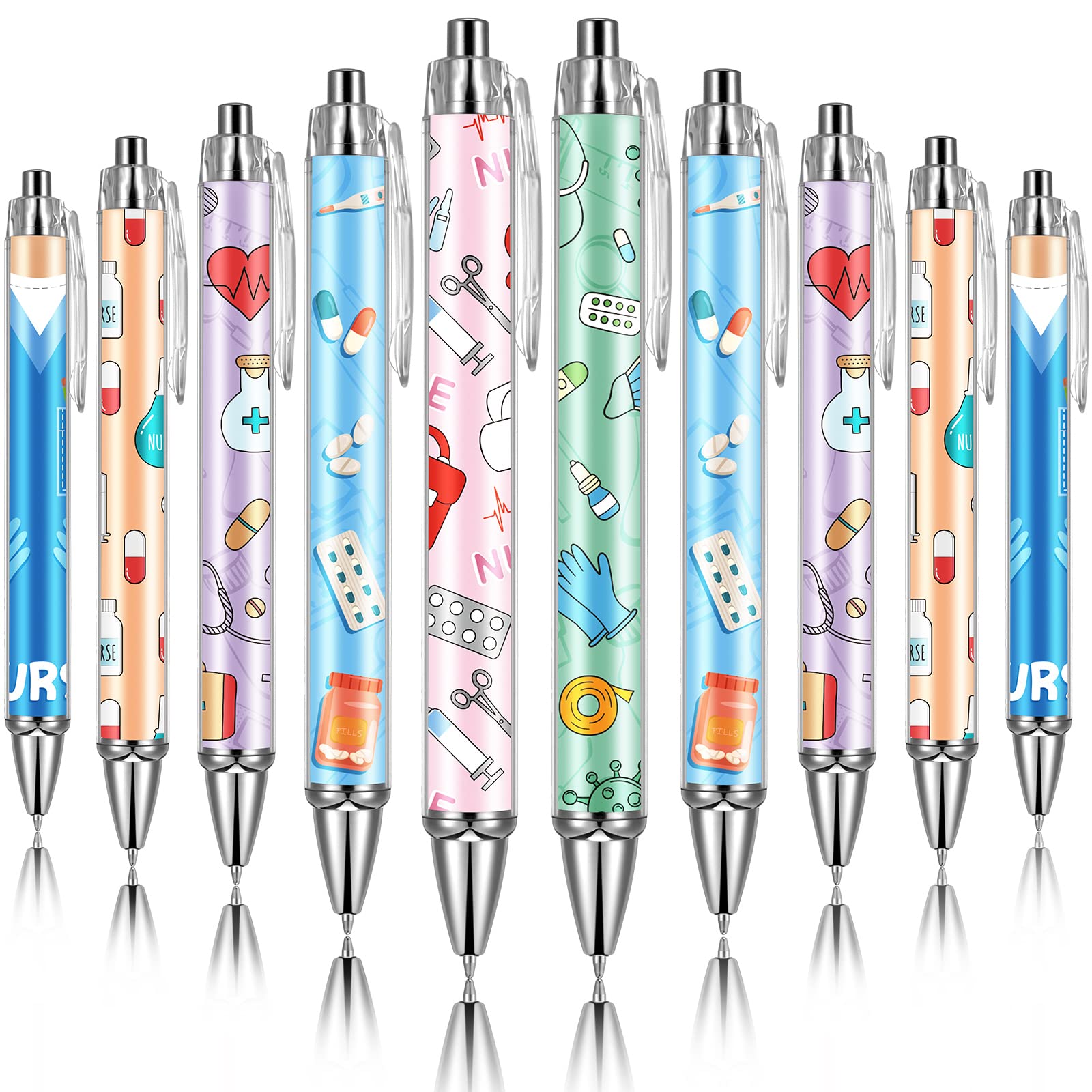 Thenshop Funny Nurse Pens Lovely Cartoon Ballpoint Nursing Pens Black Ink Retractable Press Pen For Appreciation Gifts Labor And