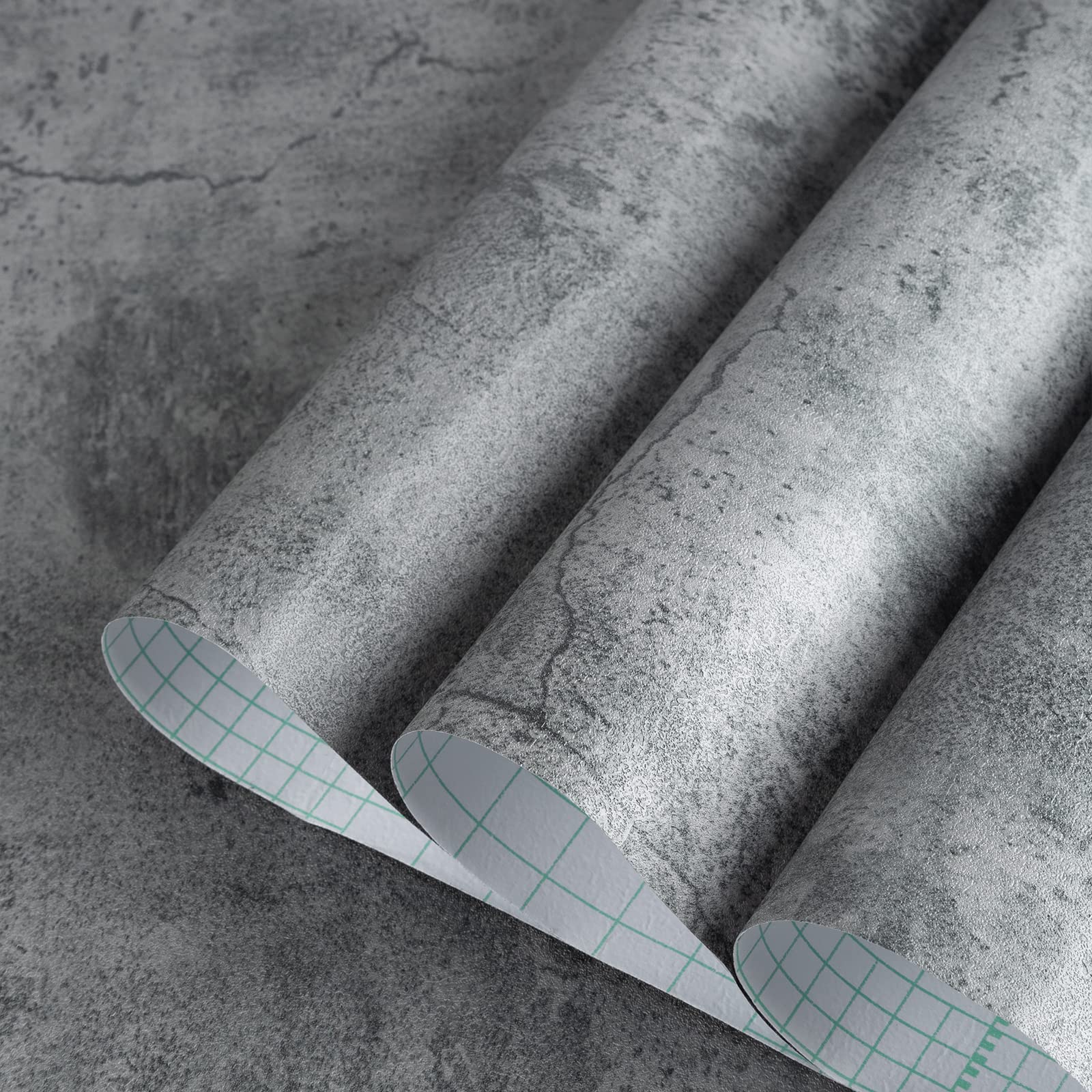 Gray Concrete Wallpaper Peel Stick Matte Thick 16x354 inch Cement Contact Paper for Countertop Waterproof Oil Proof Self Adhesiv