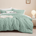 Bedsure Boho Comforter Set Queen - Sage Green Tufted Shabby Chic Bedding Comforter Set For All Seasons, 3 Pieces Western Comfort