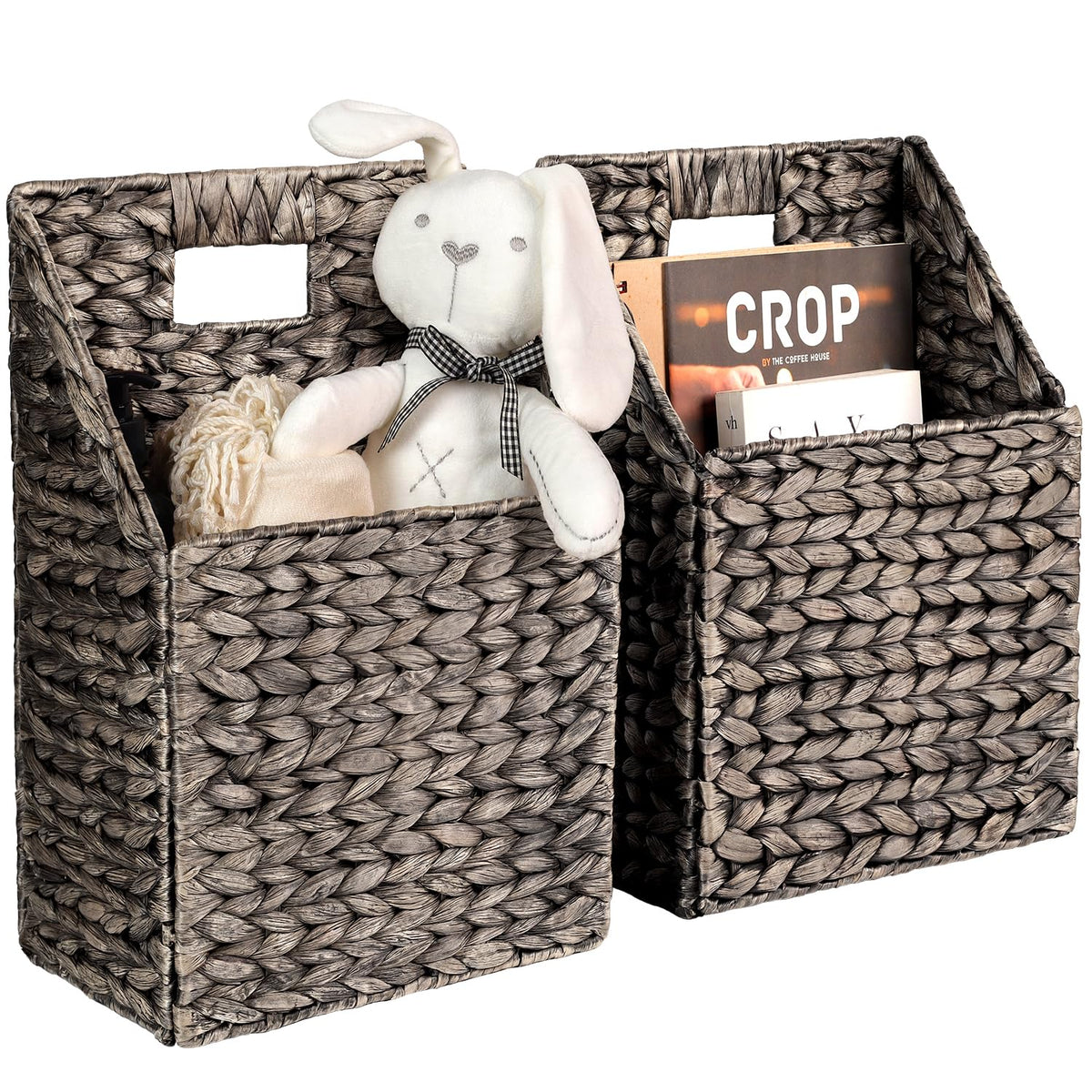 Wicker Hanging Storage Basket (10,5Lx6,5Wx13H), Set of 2 Wall Baskets, Water Hyacinth Baskets, Wall Decor Hyacinth Basket Han