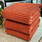 Kitchen Dish Towels For Hands Drying Cleaning Burnt Orange Rust 100% Cotton Soft Cloth Absorbent Terry Loop, Set Of 3 Multipurpo