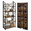 WOTMO 5 Tier Folding Bookshelf, No Assembly Foldable Storage Shelves, Brown