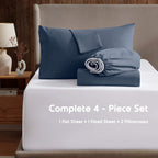 Nestl Full Size Sheet Sets - 4 Piece Full Size Sheets, Deep Pocket, Hotel Luxury, Extra Soft, Breathable And Cooling, Navy Blue Bed Sheets For Full Size Mattress