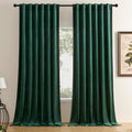 Timeper Green Velvet Curtains 108 Inches Long, Thick Fabric Blackout Velvet Curtains For Living Room Sliding Door, W52 X L108, 2