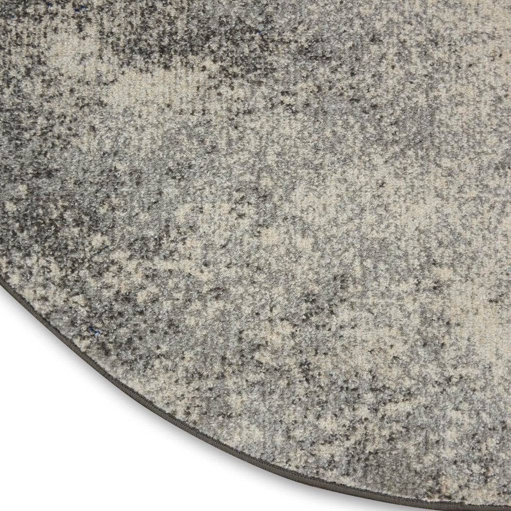 Nourison Passion Charcoal/Ivory 4' X Round Area-Rug, Modern, Abstract, Easy-Cleaning, Non Shedding, Bed Room, Living Room, Dinin