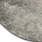 Nourison Passion Charcoal/Ivory 4' X Round Area-Rug, Modern, Abstract, Easy-Cleaning, Non Shedding, Bed Room, Living Room, Dinin