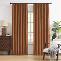 100% Blackout Curtains 96 Inches Long, Boho Linen Farmhouse Retro Room Darkening Privacy Pinch Pleated Curtains Drapes with Hook