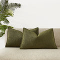 Juspurbet Olive Green Boucle Broadside Lumbar Throw Pillow Covers 16X24 Inch Set Of 2 For Couch Bedroom Sofa Living Room Decorat