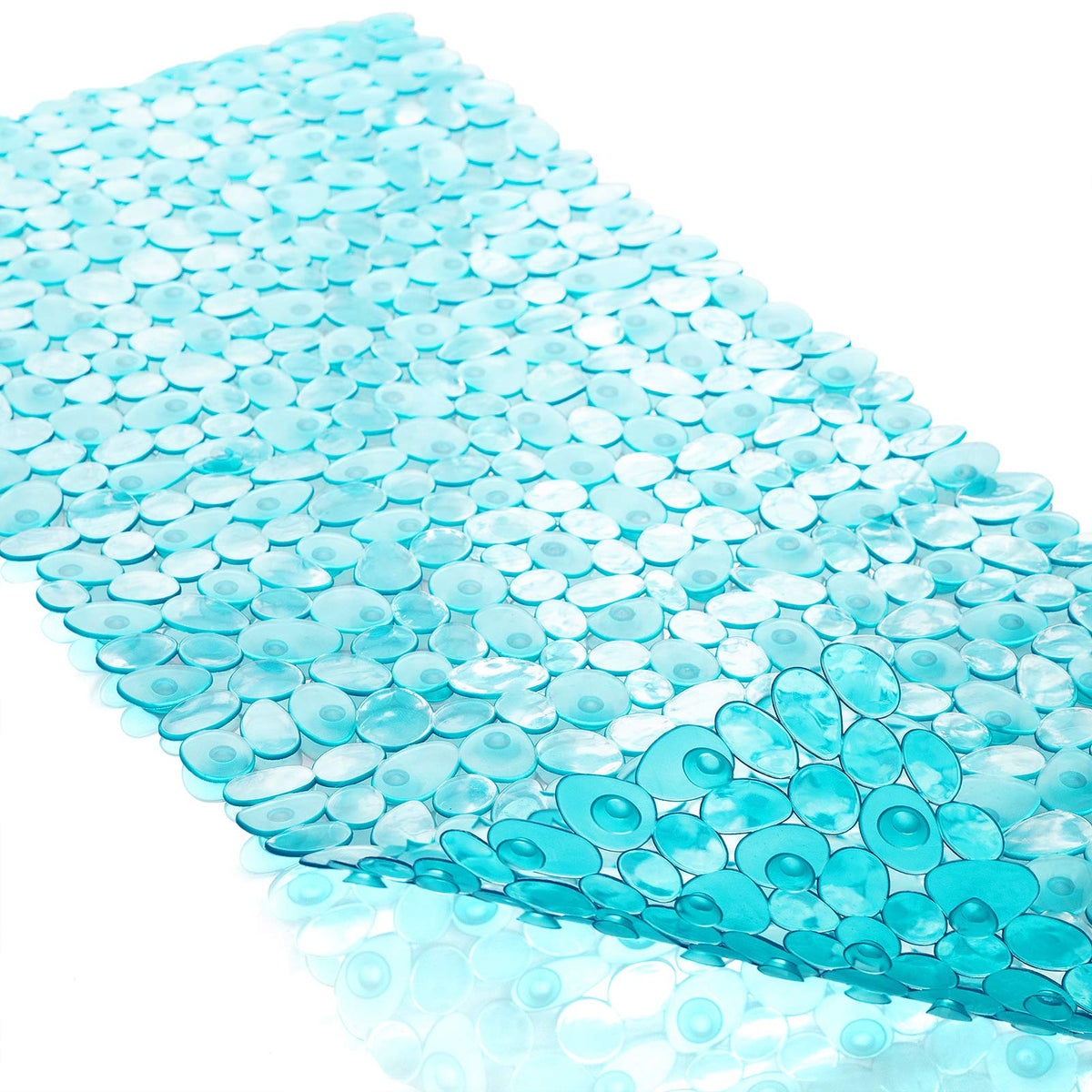 TEESHLY Bath Tub and Shower Mats, Non-Slip Pebble Bath Mat, 35 x 16 Inches Machine Washable Bathtub Mat with Drain Holes, Suctio