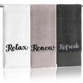 Tiamon 3 Pcs Bathroom Towels Set Decorative 100% Cotton Fluffy Hand Towel for Guest Gifts Farmhouse Accessories Home Washroom Ba