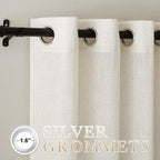 Nicetown Linen Sheer Curtains Flax For Bedroom, Grommet Top Semi Sheer Privacy Linen Blend Window Treatment Light Filtering For