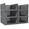 Pinkpum 6 Pack Closet Organizer Storage Bins Stackable Plastic Drawer Shelf