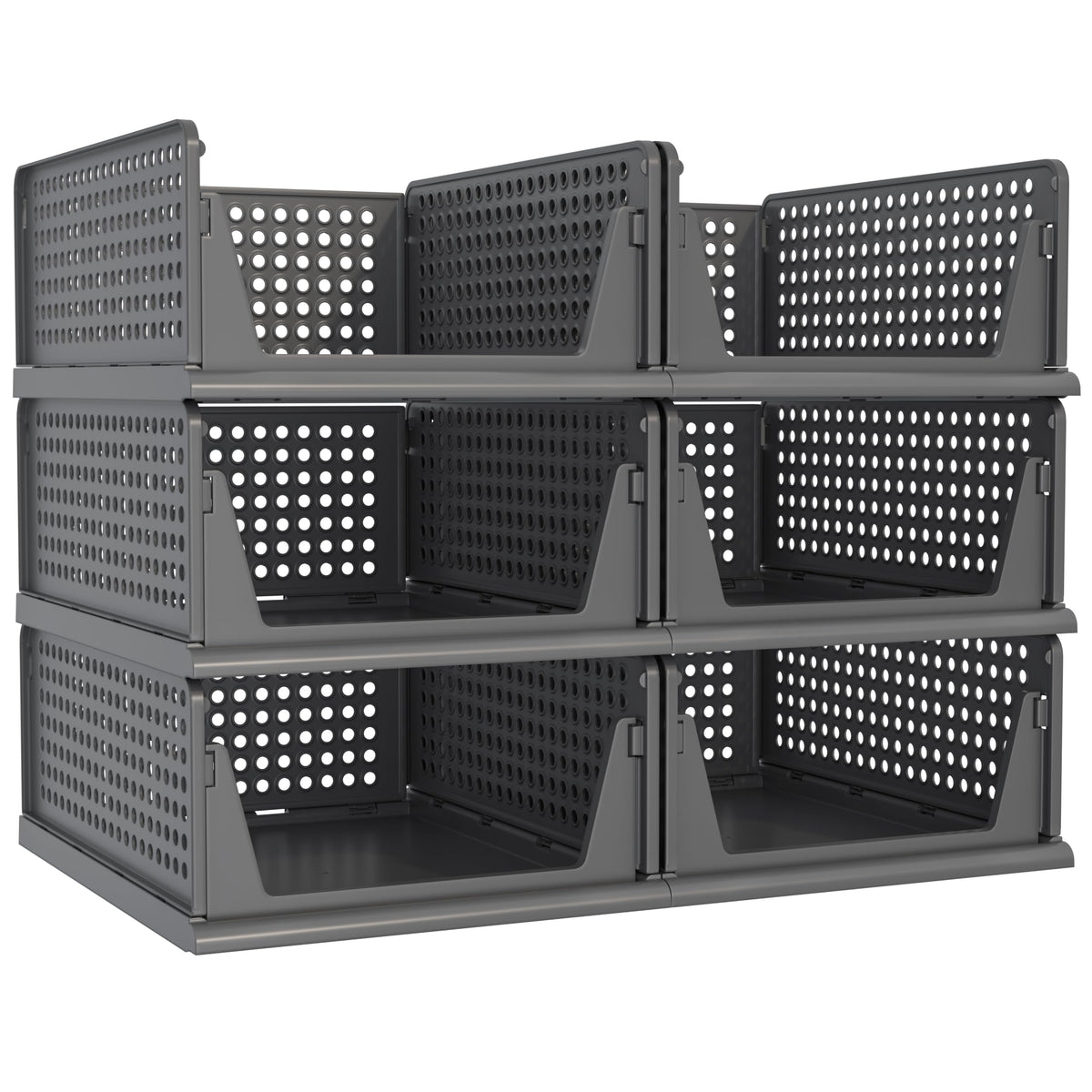 Pinkpum 6 Pack Closet Organizer Storage Bins Stackable Plastic Drawer Shelf