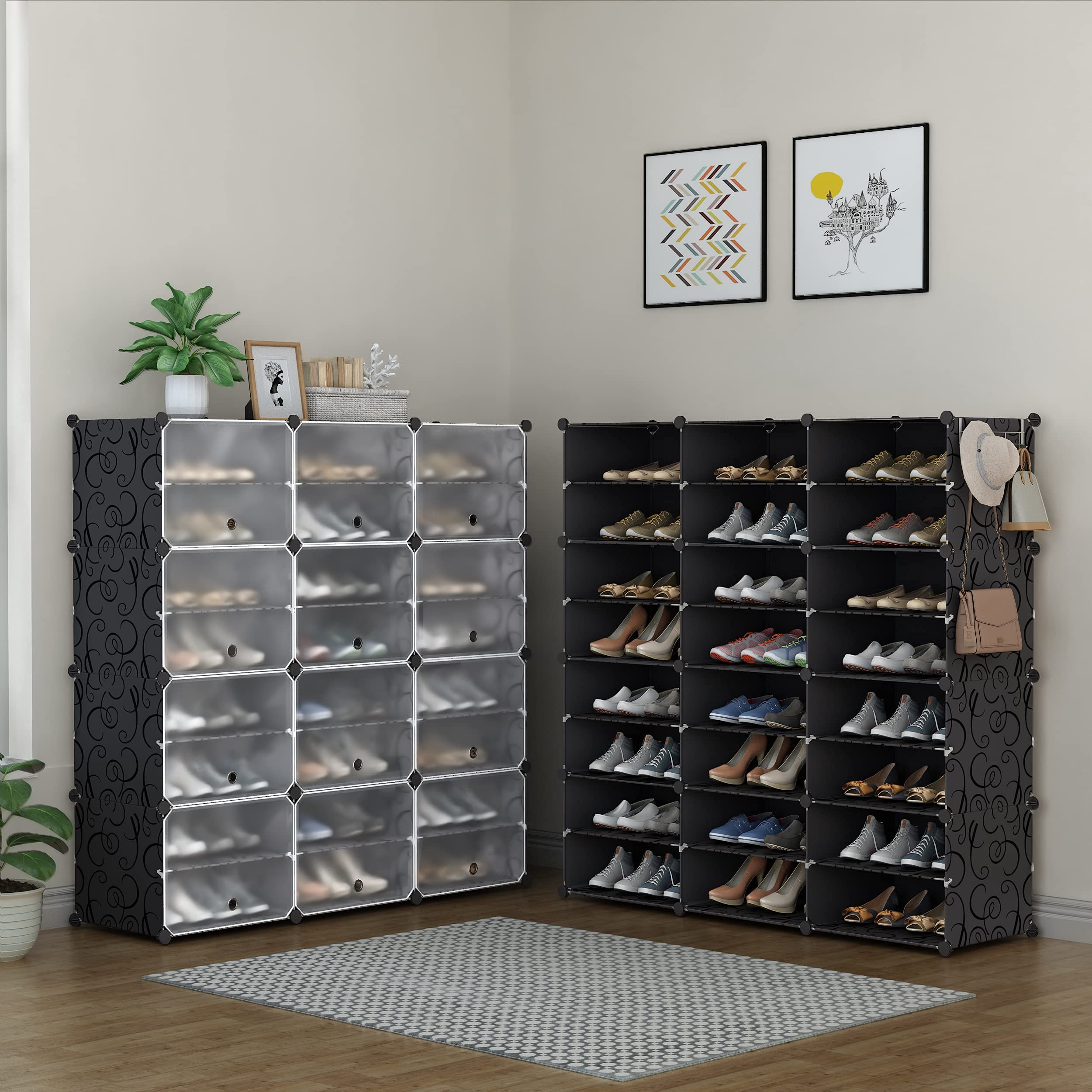 Homidec Shoe Rack Organizer, 8 Tier Shoe Storage Cabinet 48 Pair Plastic Shoe Organizer Shoe Shelves For Closet Hallway Bedroom Entryway