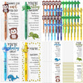 Sayglossy 48 Sets Inspirational Ballpoint Pens Gifts Bulk Funny Animal Customer Service Pens with Positive Bookmarks Employee Ap