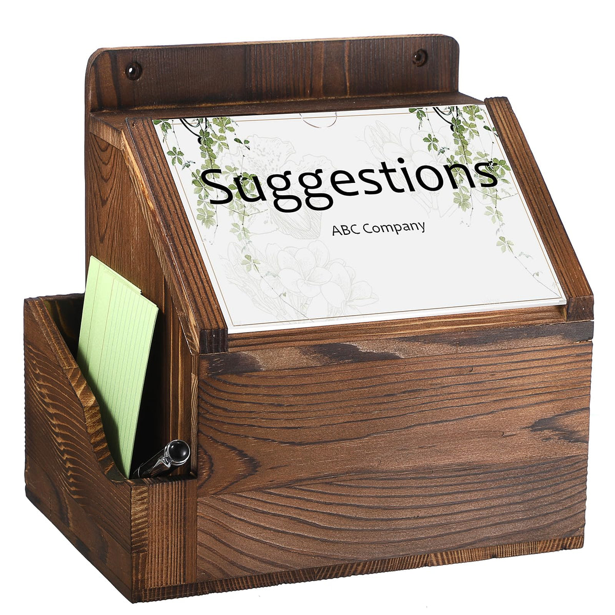 Btsky Wood Suggestion Box With Lock Wall Mounted Donation Box With 5'X7' Acrylic Sign Slot Office Ballot Box With Side-Pocket