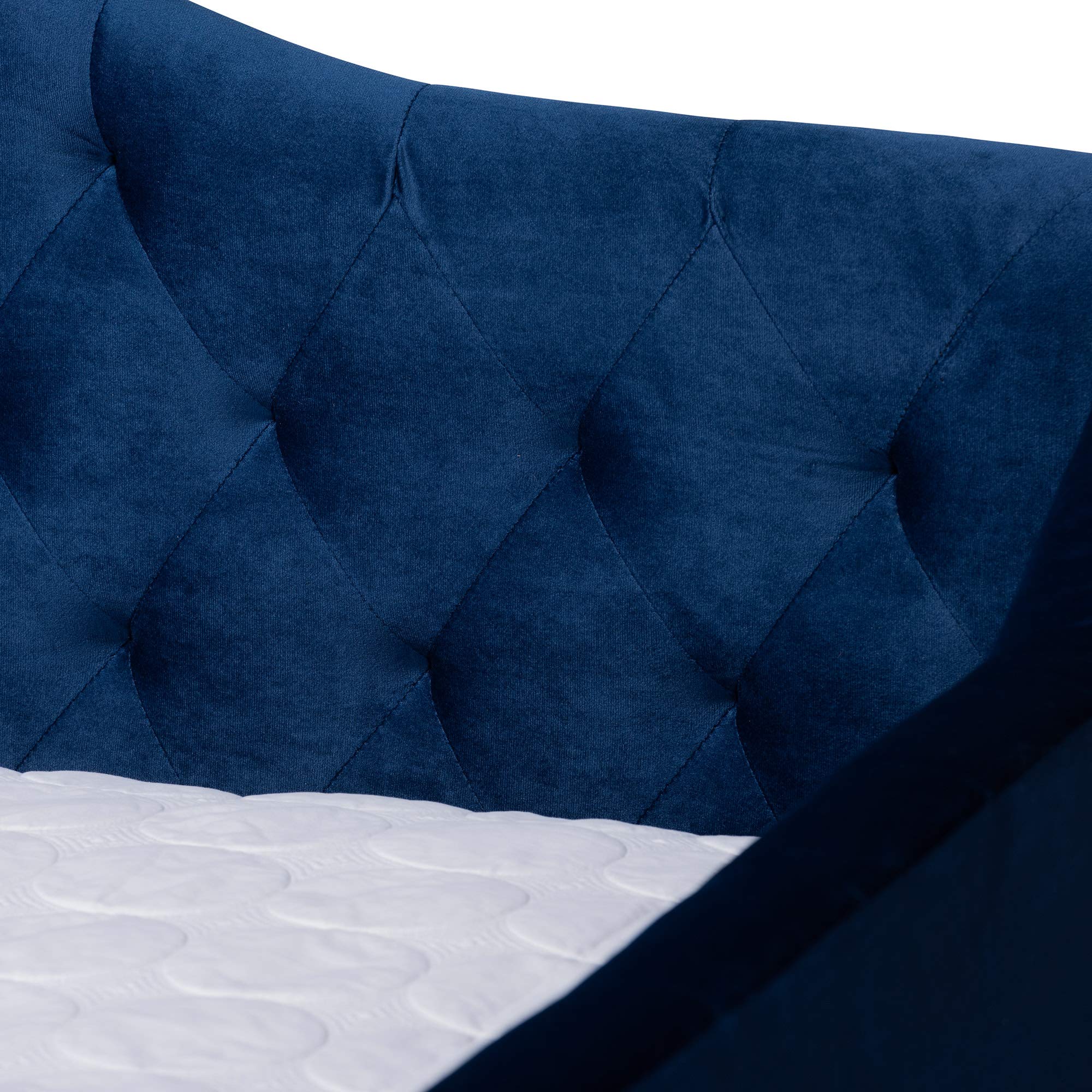Baxton Studio Perry Contemporary Velvet Upholstered Queen Daybed in Royal Blue