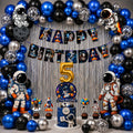 Partyjoy Space Theme Birthday Decoration Kit For Kids | Happy Birthday Banner, Astronaut & Rocket Cutouts, Balloon Arch Set