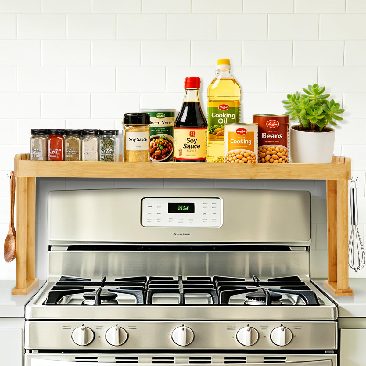 Thalomely Over the Stove Spice Shelf,32.9 Spice Rack Organizer for Kitchen