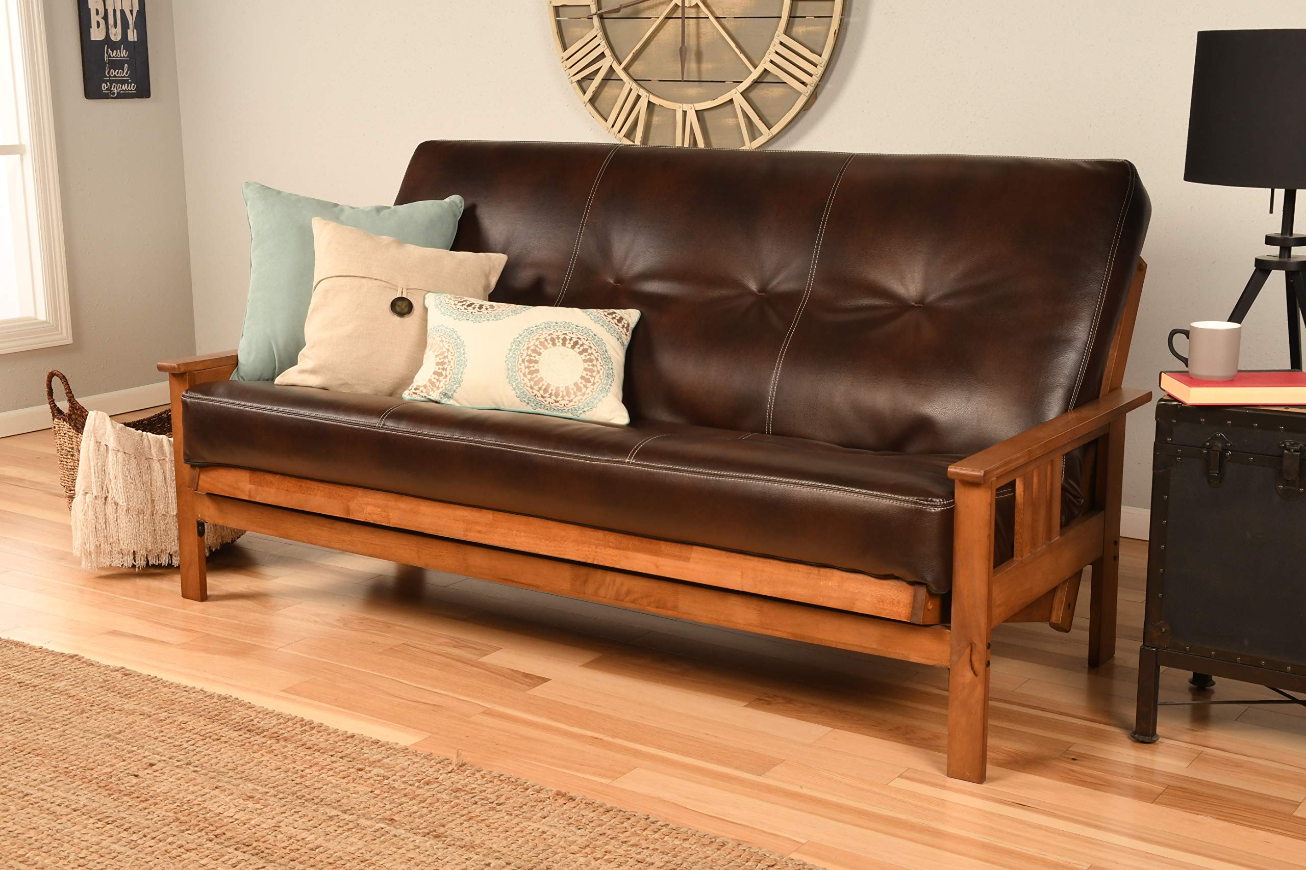 Kodiak Furniture Monterey Barbados Futon With Java Brown Faux Leather Mattress