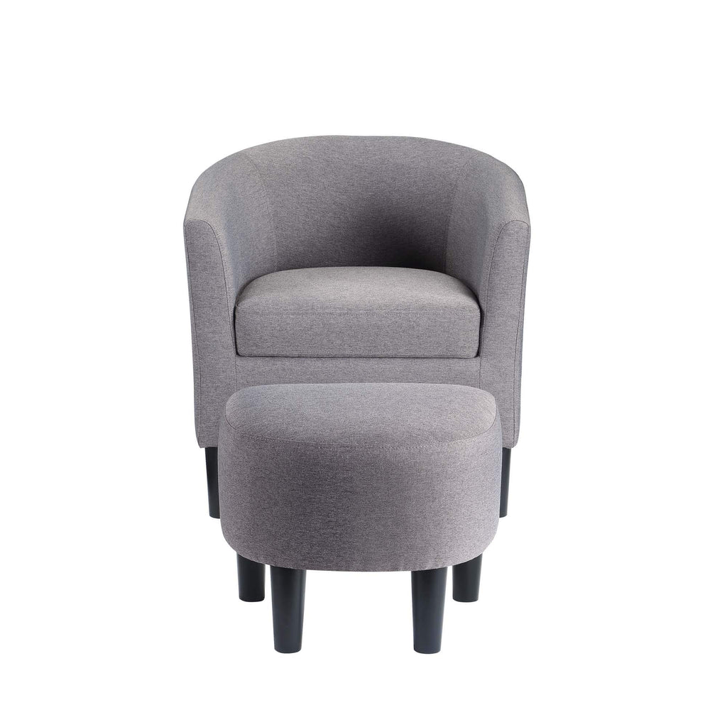 Convenience Concepts Take a Seat Churchill Accent Chair with Ottoman, Cement Gray Fabric